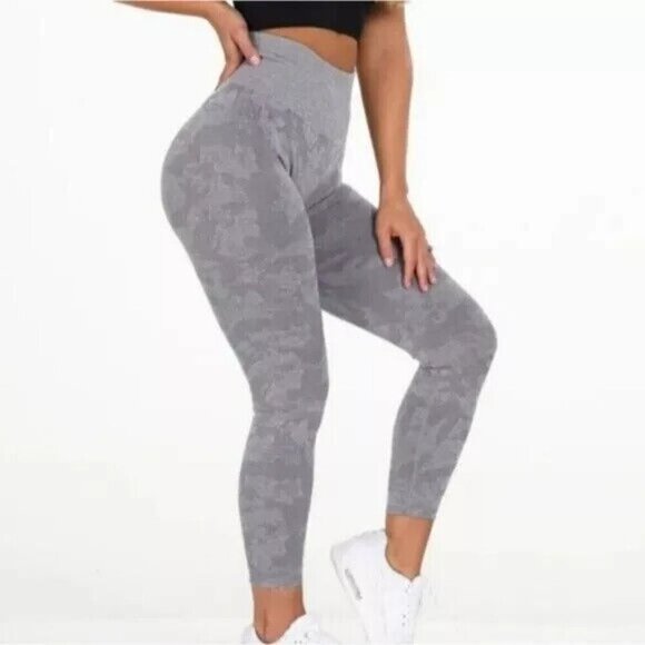 NVGTN Camo Seamless High Waist Leggings Activewear Gym Gray size Medium - Picture 2 of 6